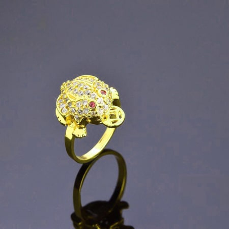 Nhẫn nam VÀNG 4 cọp khủng ngậm ngọc RUBY RIOGEMs