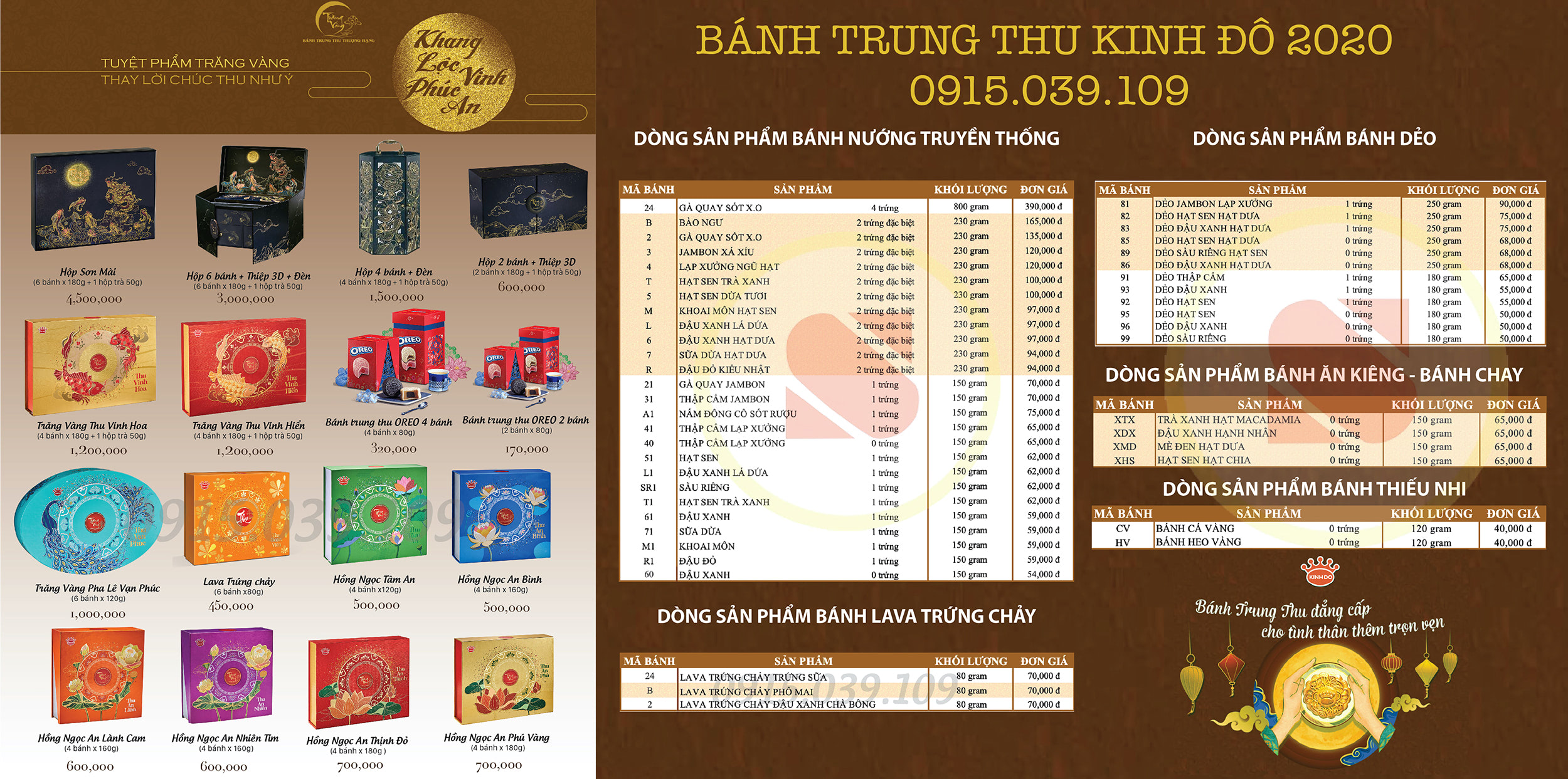 Bảng giá bánh Trung thu Kinh Đô 2020