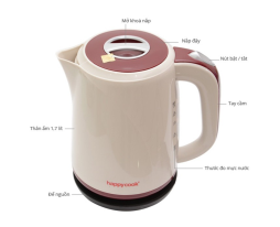 BÌNH ĐUN SIÊU TỐC THUỶ TINH 1.7 LÍT HAPPY COOK