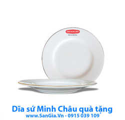 ĐĨA SỨ MẠ VÀNG CAO CẤP MINH CHÂU 15cm LÀM QUÀ TẶNG VIP
