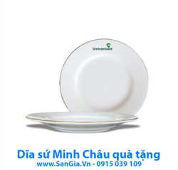 DĨA SỨ MẠ VÀNG MINH CHÂU 20cm LÀM QUÀ TẶNG KHÁCH HÀNG VIP