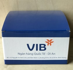 HỘP QUÀ TẶNG IN LOGO NGÂN HÀNG ĐỰNG 4 LY THỦY TINH 