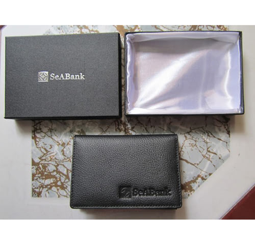 MẪU VÍ NAMECARD BẰNG DA DẬP LOGO SEABANK