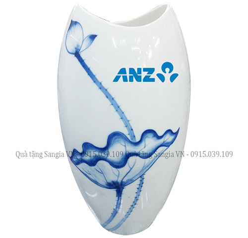 MẪU BÌNH HOA CÁCH ĐIỆU VẼ HOA SEN IN LOGO ANZ LÀM QUÀ TẶNG