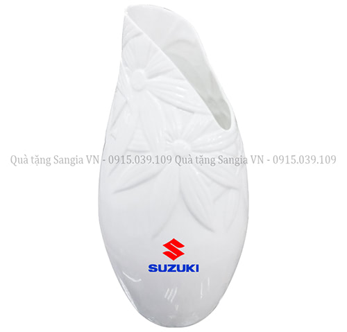 MẪU LỌ HOA GỐM SỨ ĐẸP BÁT TRÀNG HÌNH ỐC CHẠM NỔI HỌA TIẾT IN LOGO SUZUKI