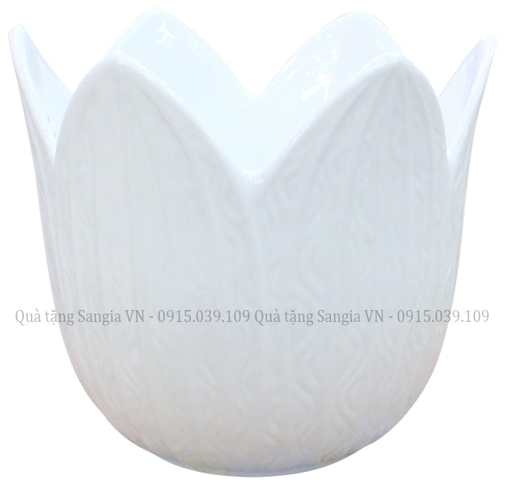 BÌNH HOA GỐM SỨ BÁT TRÀNG HÌNH CÁNH HOA TRÒN CÓ VÂN BH68