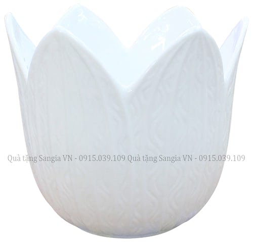 MẪU BÌNH HOA GỐM SỨ BÁT TRÀNG HÌNH CÁNH HOA TRÒN CÓ VÂN