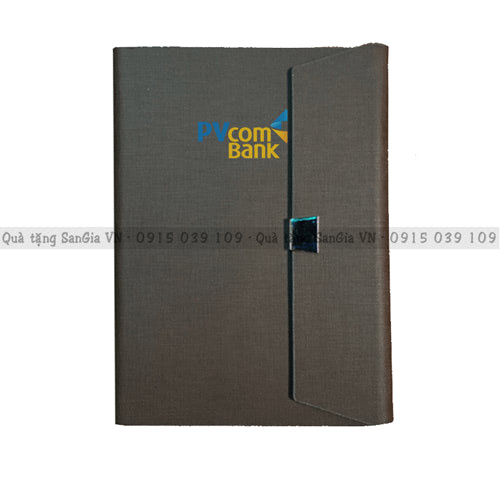 MẪU SỔ QUÀ TẶNG DÁN GÁY BÌA DA CÓ VÂN IN LOGO PVCOM BANK