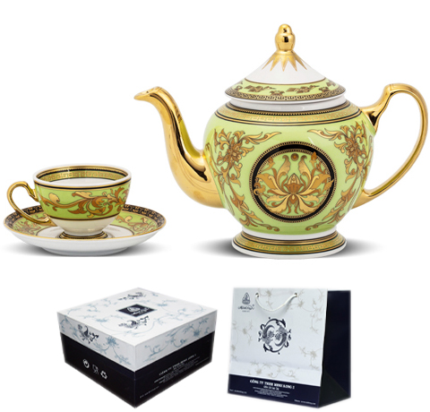 BỘ ẤM CHÉN MINH LONG HOÀNG CUNG LÀM QUÀ TẶNG ĐỐI TÁC