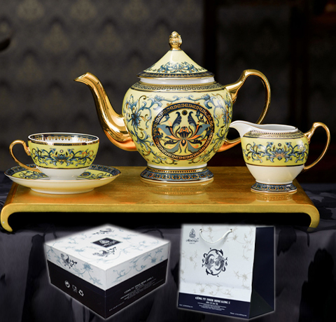 BỘ ẤM TRÀ DÁT VÀNG 24K GIÁ 17TR LÀM QUÀ TẶNG ĐỐI TÁC VIP