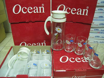 BỘ BÌNH PATIO IN HOA CÚC XANH 4 LY OCEAN