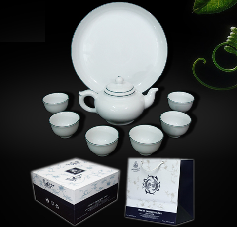 BỘ TRÀ 0.35L JASMINE CHỈ XANH LÁ LÀM QUÀ TẶNG NHỎ XINH