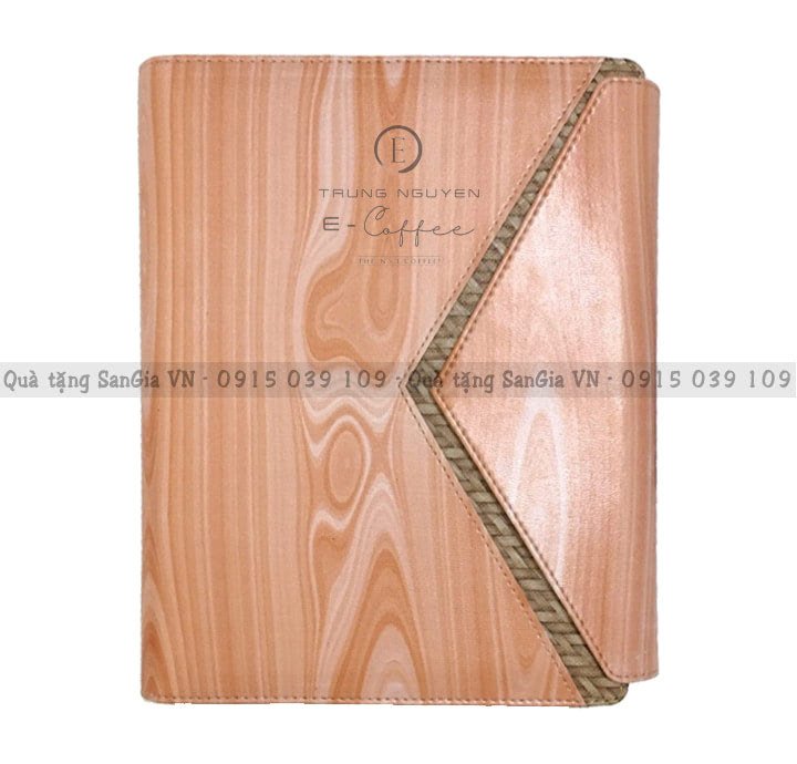 MẪU SỔ TAY LÀM QUÀ TẶNG PHỐI DA VÂN IN LOGO E-COFEE