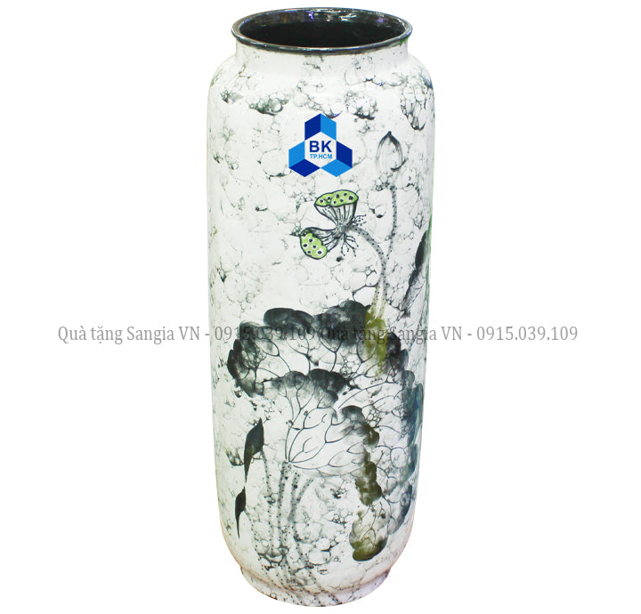 MẪU BÌNH HOA IN LOGO DÁNG TRỤ HỌA TIẾT SEN IN LOGO TRƯỜNG BÁCH KHOA