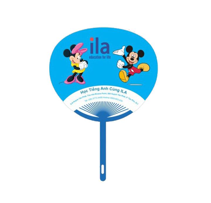 MẪU QUẠT NHỰA NAN HOA IN LOGO ILA