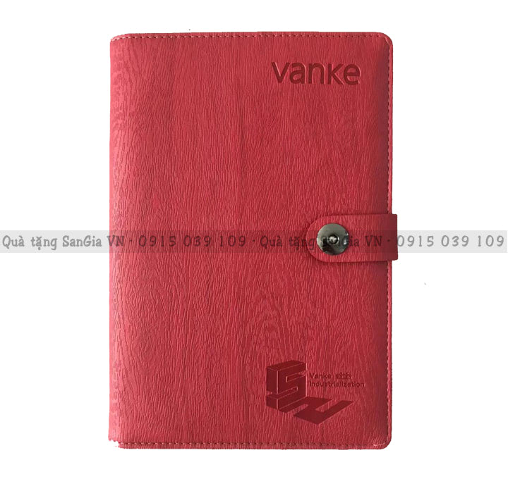 MẪU SỔ QUÀ TẶNG DÁN GÁY BÌA PU DẬP LÚN LOGO VANKE CÀI NÚT