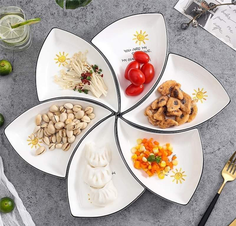 BỘ KHAY ĐỰNG MỨT TẾT 6 CÁNH QUÀ TẶNG GỐM SỨ BÁT TRÀNG