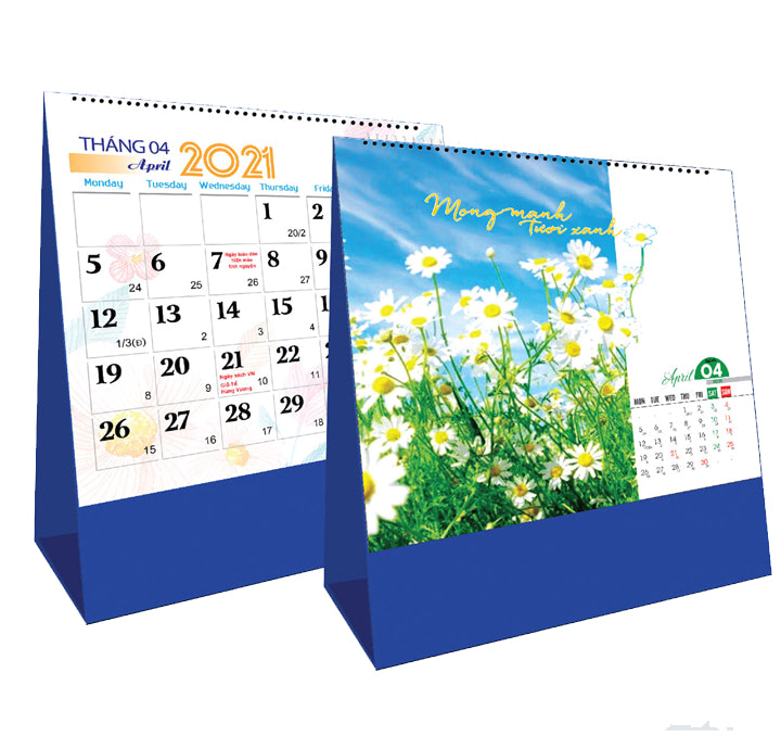 MẪU LỊCH ĐỂ BÀN CHỮ A IN LOGO QUẢNG CÁO