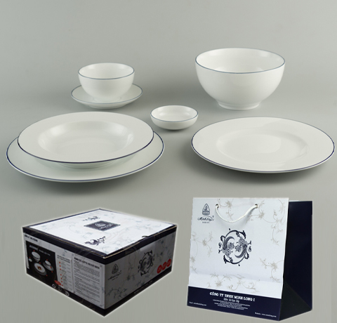 BỘ BÀN ĂN 23SP CAMELLIA CHỈ XANH DƯƠNG MINH LONG