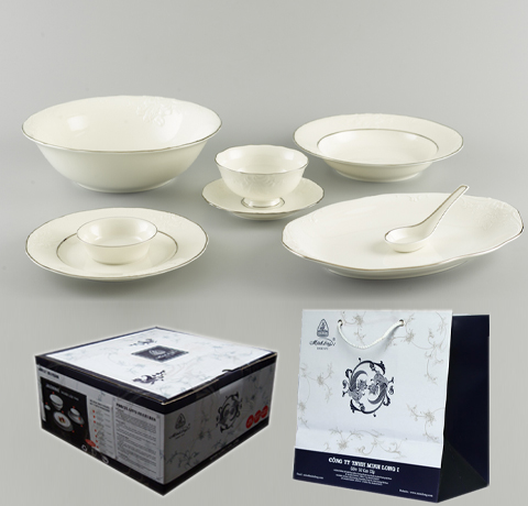 BỘ BÀN ĂN 30SP ĐÀI CÁC CHỈ BẠC MINH LONG