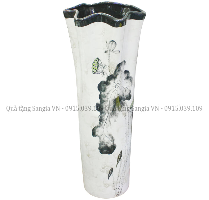 MẪU BÌNH HOA BÁT TRÀNG CÁCH ĐIỆU VẼ SEN ĐEN