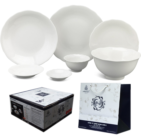 BỘ BÀN ĂN TRẮNG ĐƠN GIẢN 14 MÓN LÀM QUÀ MỪNG NĂM MỚI