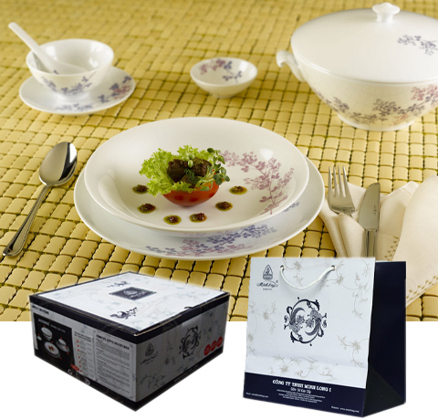 BỘ BÀN ĂN 35SP DAISY CỎ TÍM MINH LONG