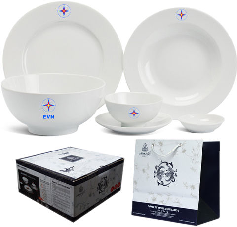 BỘ TÔ CHÉN DĨA 36sp JASMINE TRẮNG LÀM QUÀ TẶNG KHÁCH HÀNG