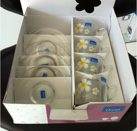 BỘ TÁCH DĨA CAPUCCINO HOA SỨ SET 8 OCEAN