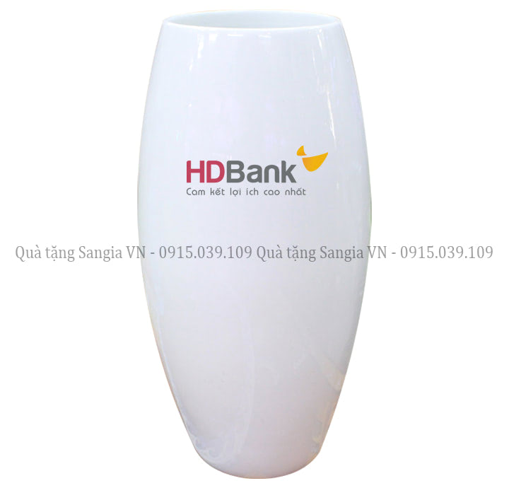 MẪU LỌ HOA GỐM SỨ BÁT TRÀNG DÁNG BẦU TRƠN IN LOGO HD BANK