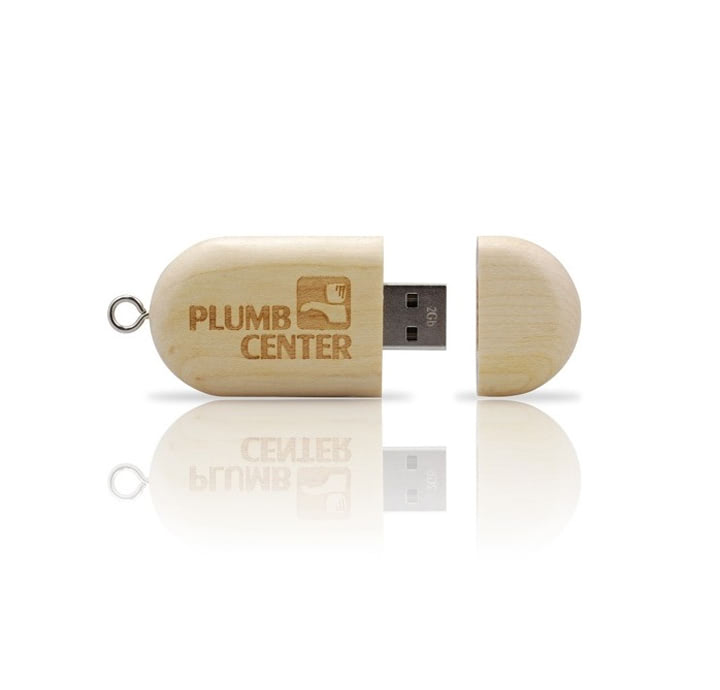 MẪU USB GỖ KHẮC LOGO PLUMB CENTER LÀM QUÀ TẶNG
