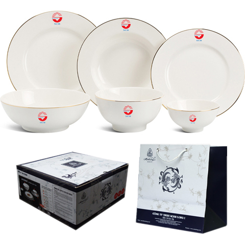 BỘ TÔ CHÉN DĨA MINI 14 MÓN DÁT VÀNG LÀM QUÀ MỪNG NHÀ MỚI