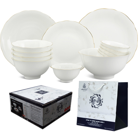 BỘ TÔ CHÉN DĨA MẠ VÀNG CHO 10 NGƯỜI LÀM QUÀ TẶNG VỢ