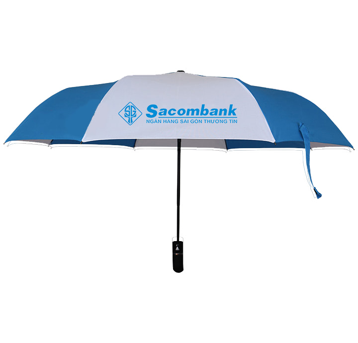 MẪU Ô DÙ QUẢNG CÁO CẦM TAY GẤP 3 IN LOGO SACOMBANK