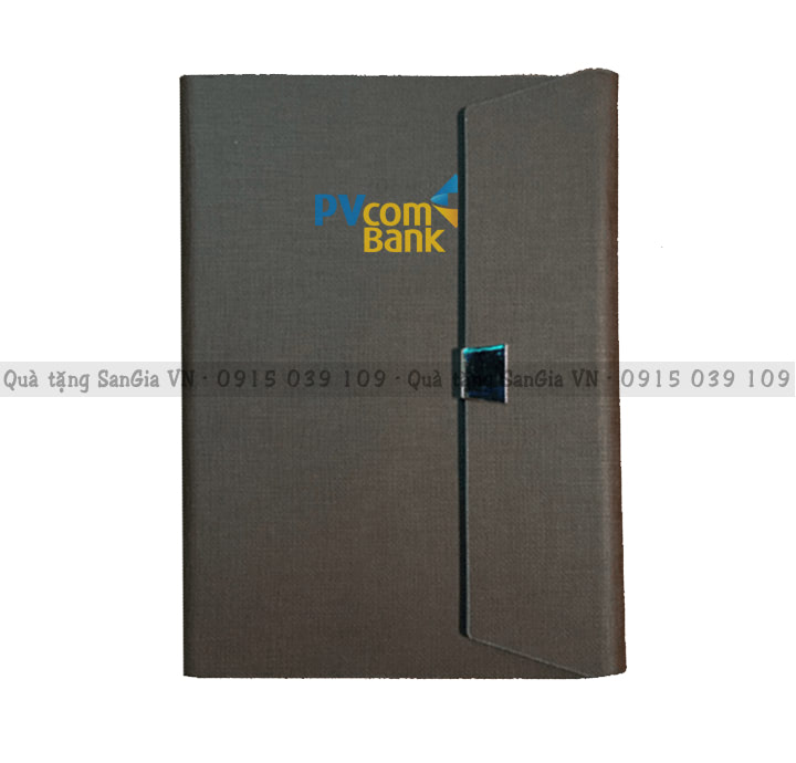 MẪU SỔ QUÀ TẶNG DÁN GÁY BÌA DA CÓ VÂN IN LOGO PVCOM BANK