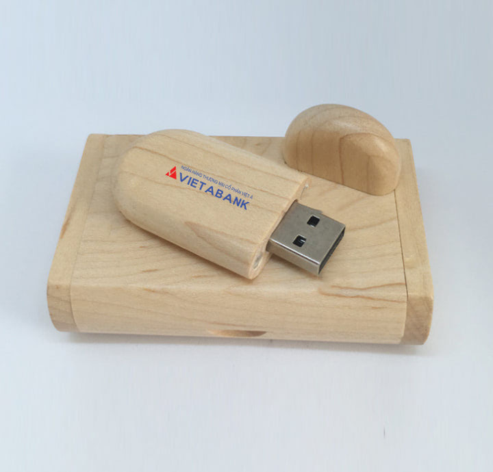 MẪU USB LÀM QUÀ TẶNG BẰNG GỖ IN LOGO VIETA BANK