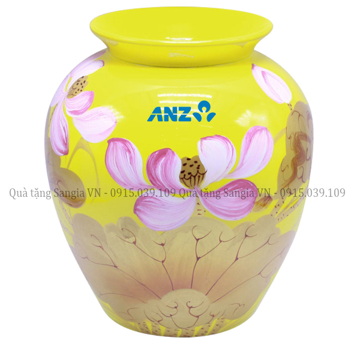MẪU LỌ HOA GỐM SỨ GIÁ RẺ VẼ SEN SƠN MÀI IN LOGO ANZ