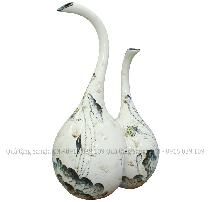 MẪU BÌNH HOA GỐM BÁT TRÀNG DÁNG THIÊN NGA VẼ HOA