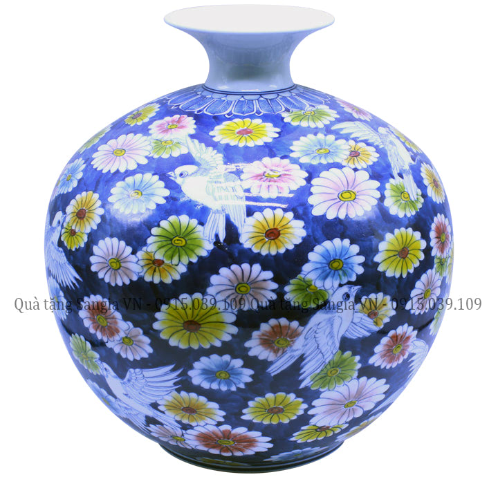 MẪU BÌNH HOA BÁT TRÀNG DÁNG BẦU TRÒN VẼ HOA