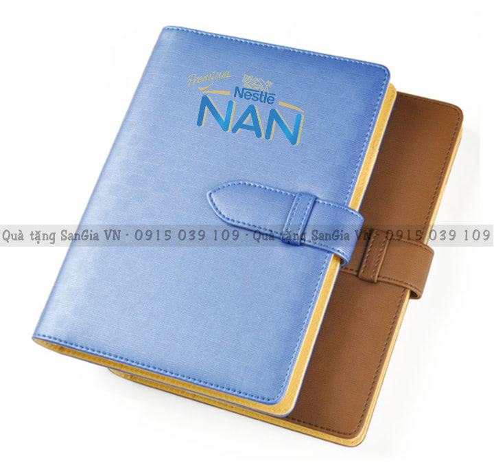 MẪU SỔ TAY LÀM QUÀ TẶNG CÓ VAI CÀI INOX IN LOGO NAN