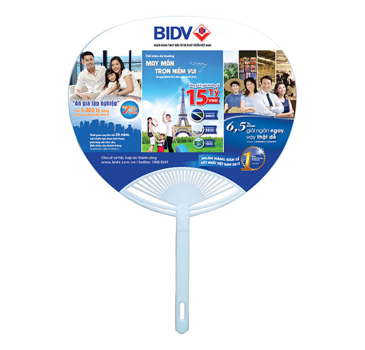 QUẠT NHỰA NAN HOA IN LOGO BIDV