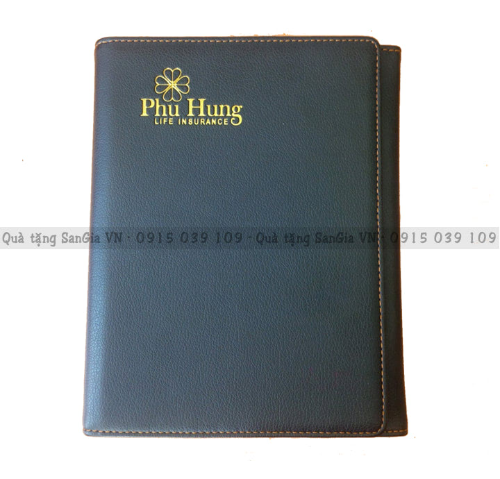 MẪU SỔ DA LÀM QUÀ TẶNG BÌA PU DẬP LÚN LOGO PHÚ HƯNG