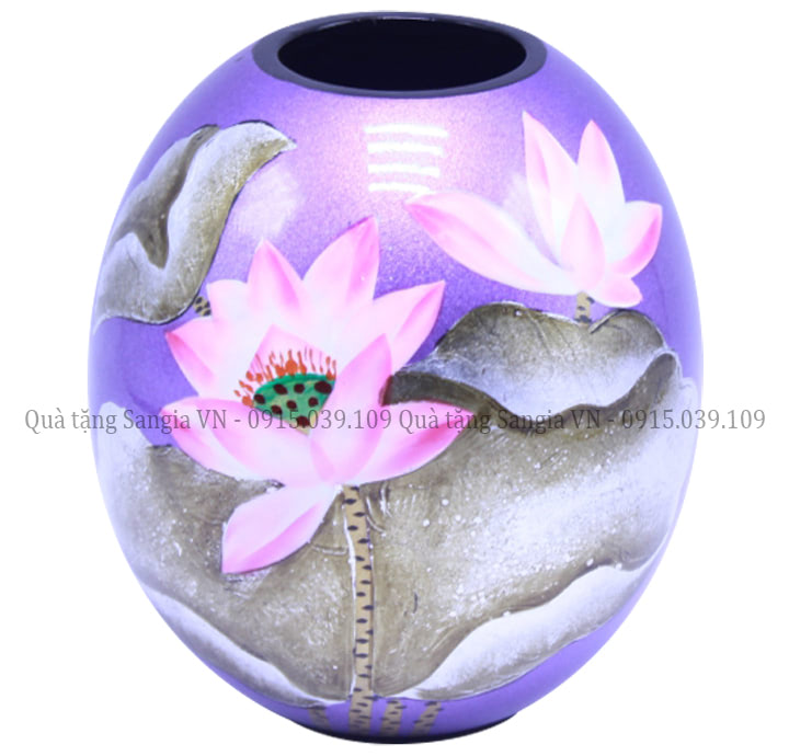 MẪU LỌ HOA HÌNH TRỨNG VẼ SEN TÍM