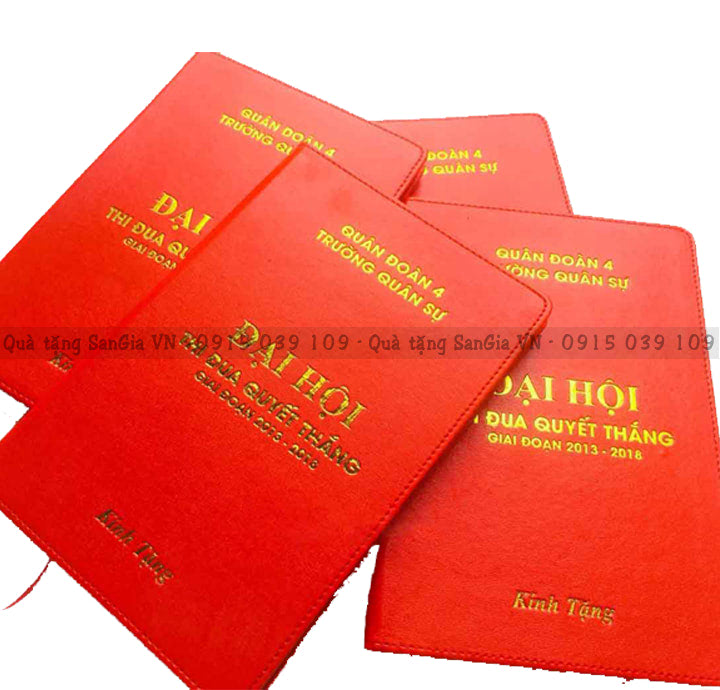 MẪU SỔ QUÀ TẶNG DÁN GÁY BÌA SIMILI IN LOGO ÉP KIM ĐẠI HỘI