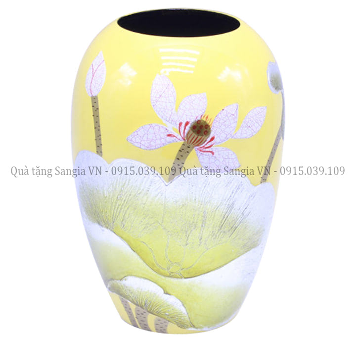 MẪU BÌNH HOA GỐM SỨ CAO CẤP VẼ HOA SEN TRẮNG