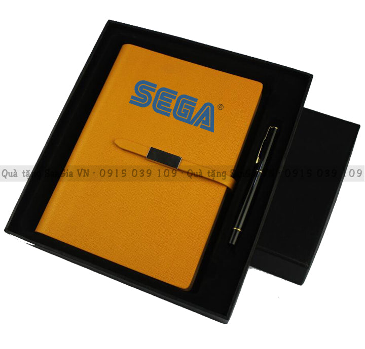 MẪU BỘ QUÀ TẶNG SỔ TAY CÓ CÒNG + BÚT KIM LOẠI IN LOGO SEGA