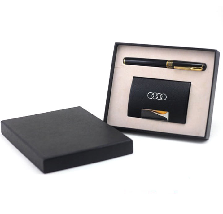 MẪU SET QUÀ TẶNG BÚT VÀ VÍ NAMECARD IN LOGO AUDI