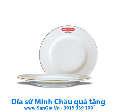 ĐĨA SỨ MẠ VÀNG CAO CẤP MINH CHÂU 15cm LÀM QUÀ TẶNG VIP
