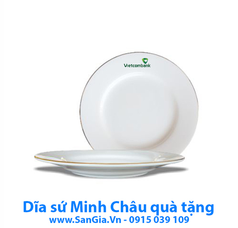 DĨA SỨ MẠ VÀNG MINH CHÂU 20cm LÀM QUÀ TẶNG KHÁCH HÀNG VIP