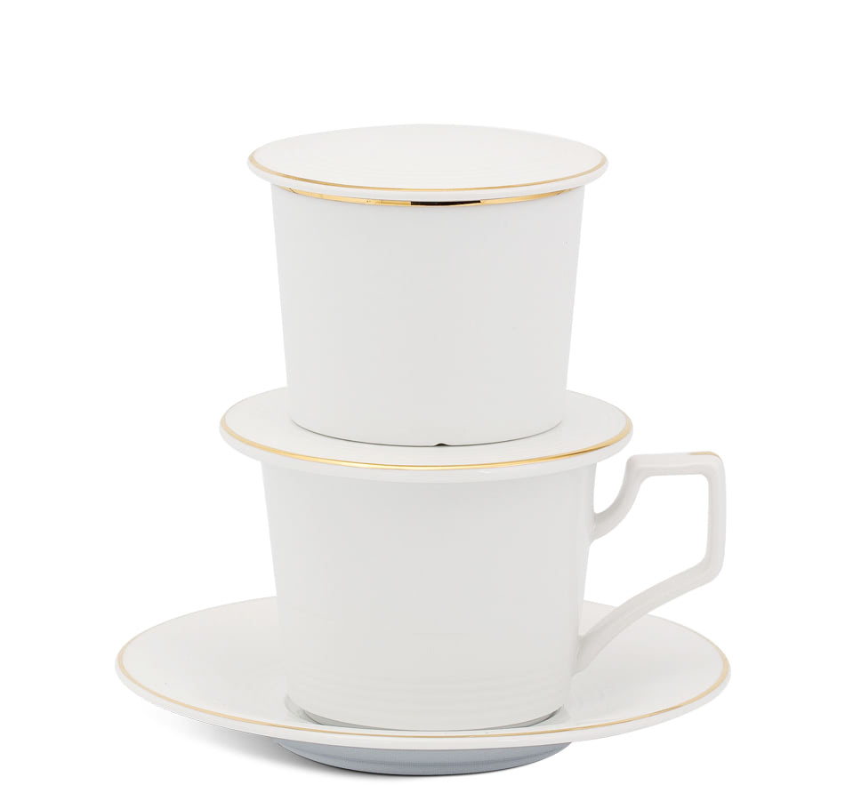 PHIN CÀ PHÊ SỨ CAMELIA DÁT VÀNG MINH LONG QUÀ TẶNG SẾP